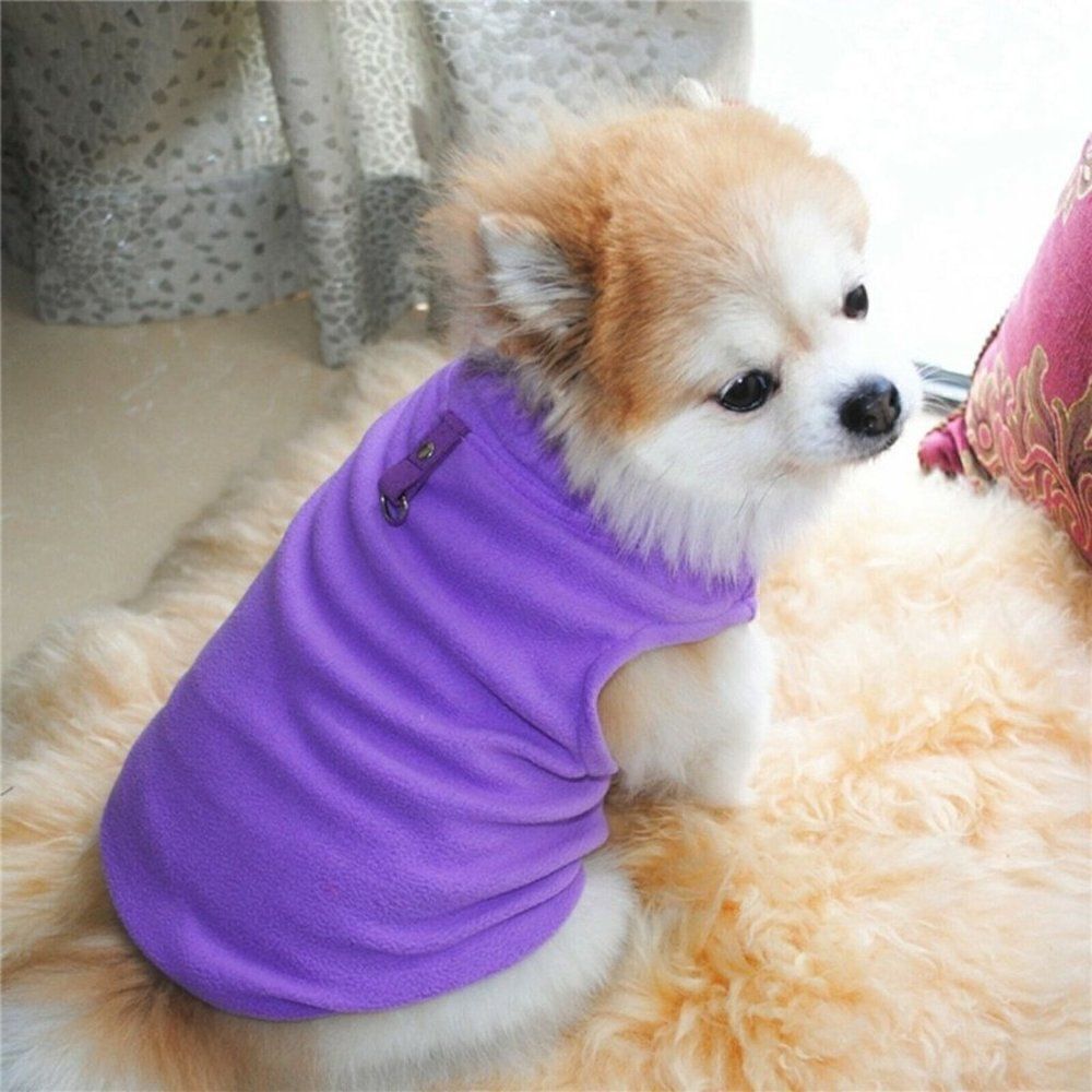 DAILY LIFESTYLE SMALL DOG PLUSH WARM WINDPROOF WINTER VEST - PURPLE